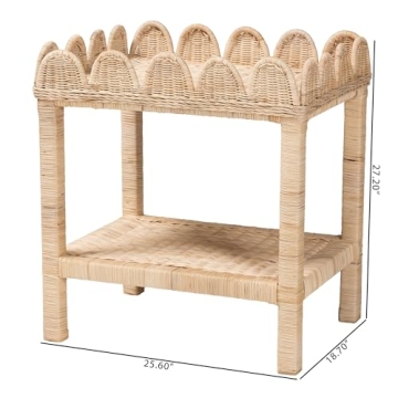 Bali & Pari Sumana Scallop Side Table - Natural Rattan