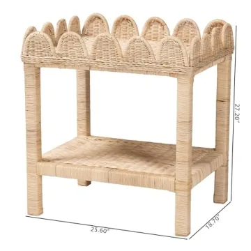 Bali & Pari Sumana Scallop Side Table - Natural Rattan