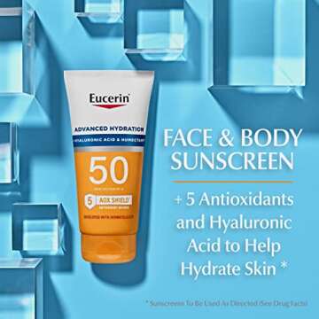 Eucerin Sun Advanced Hydration Sunscreen Lotion SPF 30 (5 Oz) + Age Defense Face Sunscreen Lotion SP...