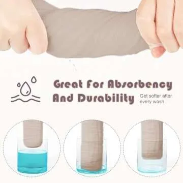 Ease Cubs Muslin Burp Cloths Large 100% Cotton Hand Washcloths for Boys & Girls, Baby Essentials Extra Absorbent and Soft Burping Rags for Newborn Registry (Brown, 12-Pack, 20" X10")