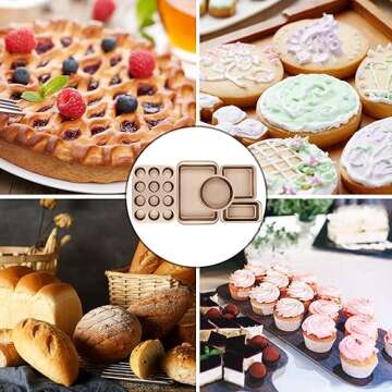 Nonstick Baking Pans Set, 5-Piece Kitchen Baking Sheets for Oven, Bakeware Sets with Round/Square Cake Pan, Muffin Pan, Loaf Pan, Roast Pan, mobzio Cookie Sheet Set Baking Supplies (Champagne Gold)