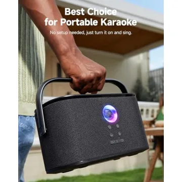 Portable Karaoke Machine with Screen and Mics
