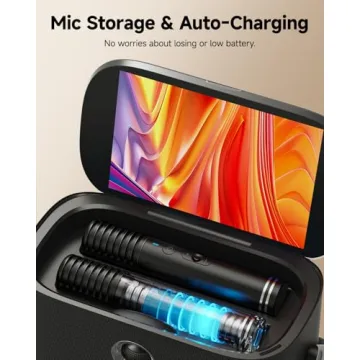 Portable Karaoke Machine with Screen and Mics