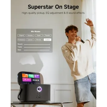 Portable Karaoke Machine with Screen and Mics