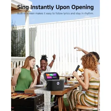 Portable Karaoke Machine with Screen and Mics