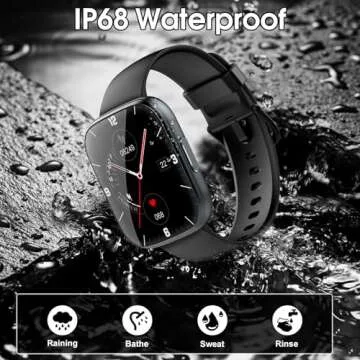 Puqo Smart Watch for Men Women Bluetooth Call, 1.95" HD Touch Screen Fitness Watch with Sleep Heart Rate Monitor, 100+ Sports Modes, IP68 Waterproof Activity Trackers for Android iOS, Black