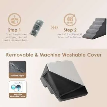 EHEYCIGA 5-Step Curved Dog Stairs for High Beds