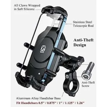 BRCOVAN Motorcycle Phone Holder with Vibration Dampener & High-Speed Secure Lock, Anti-Theft Motorcycle Phone Mount Handlebar Cellphone Holder for Bike Bicycle Scooter ATV Fit 5.4''-7.2'' Smartphones