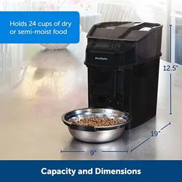 PetSafe Automatic Cat Feeder - Healthy Pet Simply Feed - Automatic Pet Feeder for Cats & Dogs - Timed Pet Feeder with Programmable Portion Control - Holds 24 Cups of Dry or Semi-Moist Dog or Cat Food