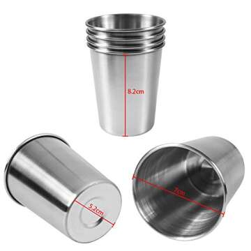 EVERMARKET 6 Pack 8 Ounce Stainless Steel Cups - Eco-Friendly & Versatile