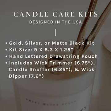 Sweet Water Decor Candle Care Kit | Matte Black Candle Accessory Set Including Wick Trimmer, Wick Di...