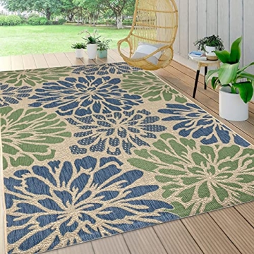 JONATHAN Y Zinnia Modern Floral Textured Weave Indoor Outdoor Area Rug - Durable and Easy-Clean