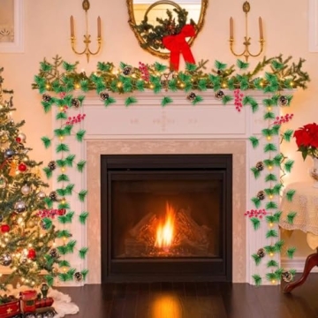 10Ft Prelit Christmas Garland with LED Lights Battery Operated
