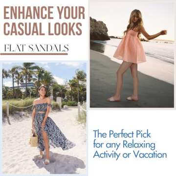 Tscoyuki Slides Sandals for Women Basic Raffia Slip On Flat Sandals Open Toe Comfort Beach Sandals S...