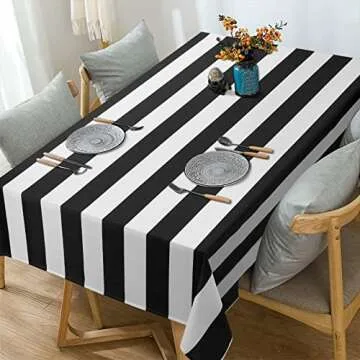 ASPMIZ Black & White Waterproof Tablecloth for Dining Spaces