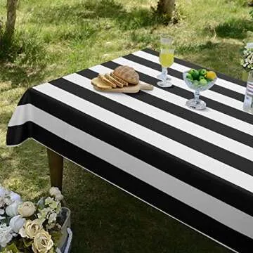 ASPMIZ Black & White Waterproof Tablecloth for Dining Spaces