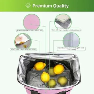 iknoe Large Cooler Bag Collapsible, 15L Insulated Bags, Leakproof Lunch Cooler Tote with Multi-Pockets for Adult, Insulated Lunch Box for Beach, Picnic,Work, Pink 24-Can