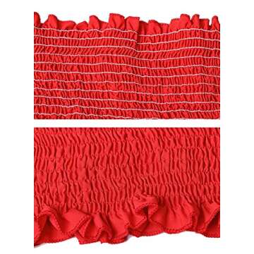 Women's Bohemian Bow Tie Tube Crop Top with High Waist Bodycon Skirt Two Piece Outfit Dress Suit Set Red