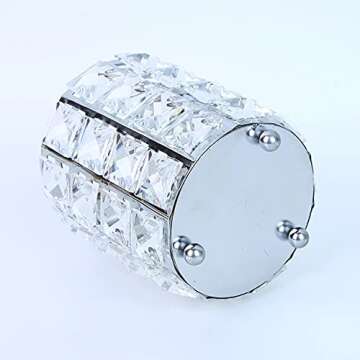 LUGUNU Makeup Brush Holder Organizer Golden Crystal Bling Personalized Gold Comb Brushes Pen Pencil Storage Box Container (Crystal Pot-Sliver)