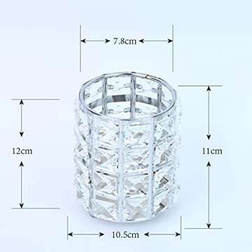 LUGUNU Makeup Brush Holder Organizer Golden Crystal Bling Personalized Gold Comb Brushes Pen Pencil Storage Box Container (Crystal Pot-Sliver)