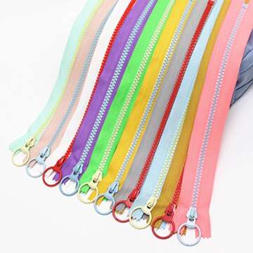 YaHoGa 10PCS 12 Inch (30CM) #5 Plastic Zippers with Lifting Ring Pull Close End Vislon Zippers for DIY Sewing Craft Bags Garment Resin Zippers (12" C/E)