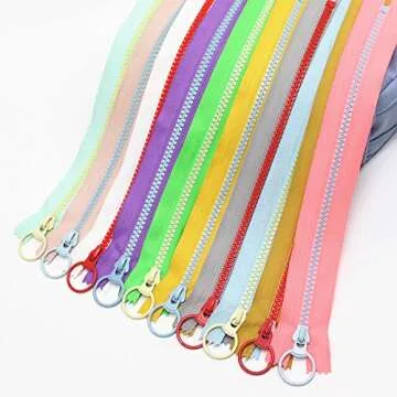 YaHoGa 10PCS 12 Inch (30CM) #5 Plastic Zippers with Lifting Ring Pull Close End Vislon Zippers for DIY Sewing Craft Bags Garment Resin Zippers (12" C/E)