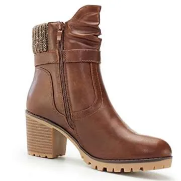 Hawkwell Women's Zipper Chunky Heel Ankle Booties