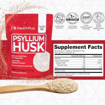 Health Plus, Psyllium Husk, 12 oz, 48 Servings - Natural Detox, Daily Dietary Fiber Supplement, Cons...