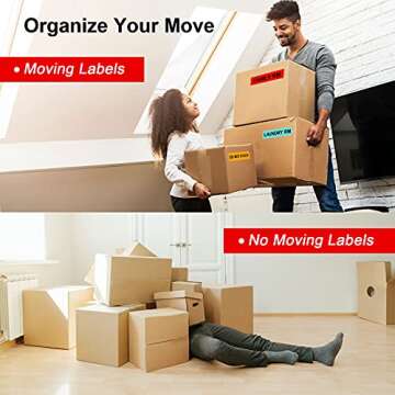 Misofuki 1440 Pcs 1"x4.5" Color Coded Moving Labels with 4 Bedroom Labels for Boxes, 24 Rolls Moving Stickers for Boxes, Packing Labels for Moving Boxes, Moving Labels for Boxes Color Coded
