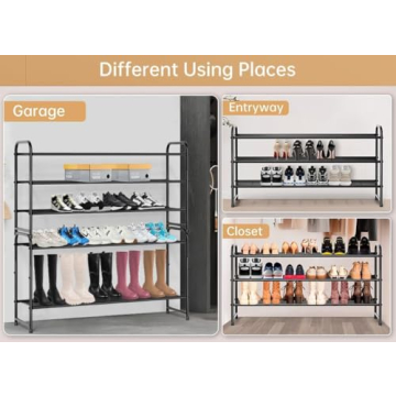 KEETDY 3-Tier Metal Shoe Rack Organizer Holds 24 Pairs