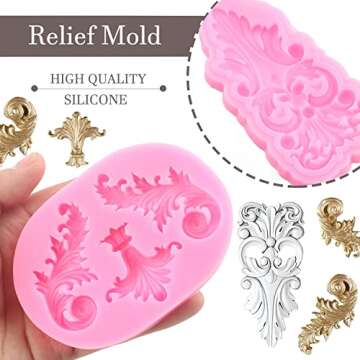ZiXiang Baroque Fondant Mold Curlicues Scroll Lace Silicone Molds Filigree Mold For Sculpted Flower ...