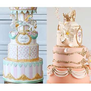 ZiXiang Baroque Fondant Mold Curlicues Scroll Lace Silicone Molds Filigree Mold For Sculpted Flower Cake Border Decoration Cupcake Topper Chocolate Polymer Clay Gum Paste Set Of 4