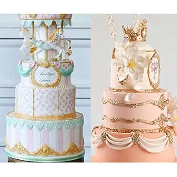 ZiXiang Baroque Fondant Mold Curlicues Scroll Lace Silicone Molds Filigree Mold For Sculpted Flower Cake Border Decoration Cupcake Topper Chocolate Polymer Clay Gum Paste Set Of 4