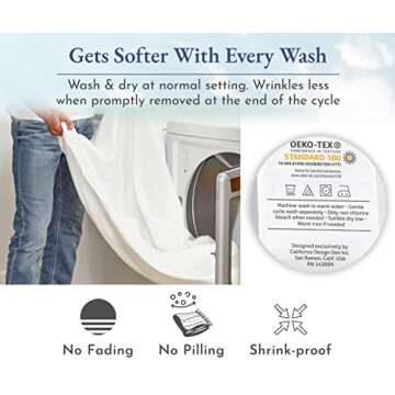 California Design Den Striped Sheets for King Size Bed, Soft 100% Cotton Sheets, Luxury 400 Thread Count Sateen, Deep Pocket Cooling Sheets Set (White Sheets)