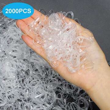 AHIER 2000PCS Clear Elastic Hair Bands, 2mm in Width and 30mm in Length Hair Ties, Disposable Hair Holders, Ideal for Long or Short Hair, Daily Hairdos, Unisex, All Ages, 2E+3 Count