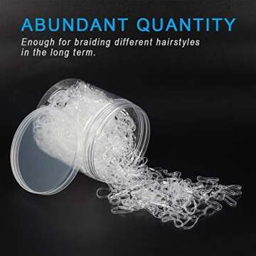 AHIER 2000PCS Clear Elastic Hair Bands, 2mm in Width and 30mm in Length Hair Ties, Disposable Hair Holders, Ideal for Long or Short Hair, Daily Hairdos, Unisex, All Ages, 2E+3 Count