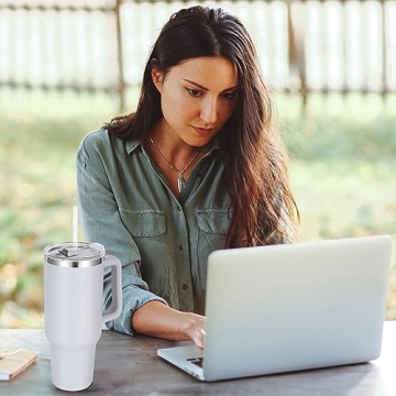 Rietore 40 oz Insulated Tumbler with Handle and Straw