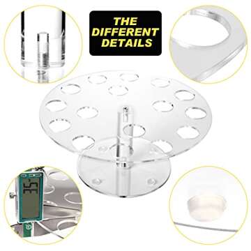 Ice Cream Cone Holder Stand, 16 Holes Clear Acrylic Waffle Cone Holder Display Mini Snow Cones Sushi Hand Rolls Popcorn Candy French Fries Sweets Savory for Kids Parties Anniversaries Decorative