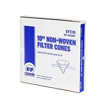 Royal Premium 10" Econoline Non Woven Filter Cones, Package of 50, White