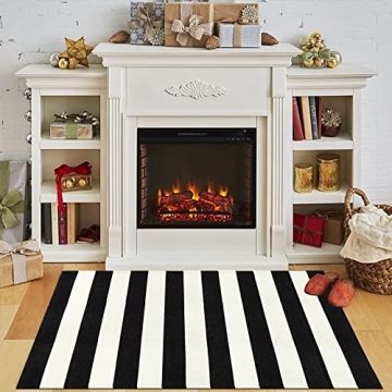 Collive Black and White Outdoor Rug 3' x 5' for Entryway