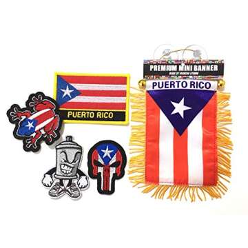 Puerto Rico Boricua Puerto Rican Pack You get The Puerto Rico car Flag Plus Patches Create Design Cu...