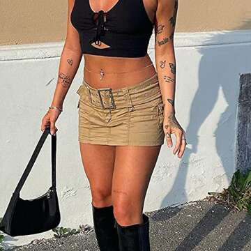 Women’s Low Waist Jean Skirts Casual Denim Mini Skirt Y2k Bodycon Short Skirt Aesthetic Vintage Streetwear