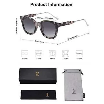 SOJOS Classic Square Polarized Sunglasses Womens Mens Retro Trendy UV400 Sunnies SJ2050, Black Tortoise/Grey