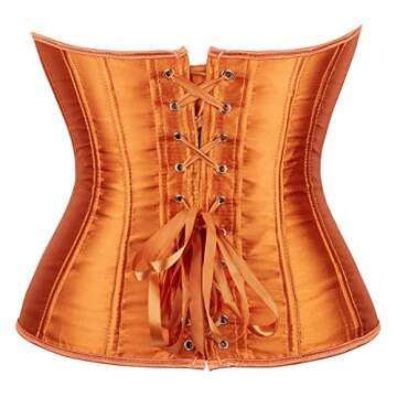 Women's Bustier Corset Top Sexy Lingerie Sets Black Satin Dress Up Costumes 2X-Large Orange