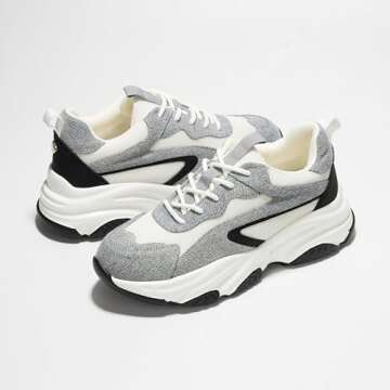 Project Cloud Chunky Platform Sneakers for Women Memory Foam Dad Shoes for Women Lace-up Womens Shoes & Womens Sneakers Slip on Women's Fashion Sneakers Women Footwear (Coco, Denim, 7)