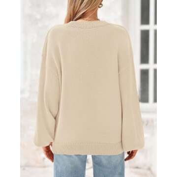 PRETTYGARDEN Women's 2024 Winter Chunky Knit Sweater Casual Long Lantern Sleeve Crewneck Pullover Ju...