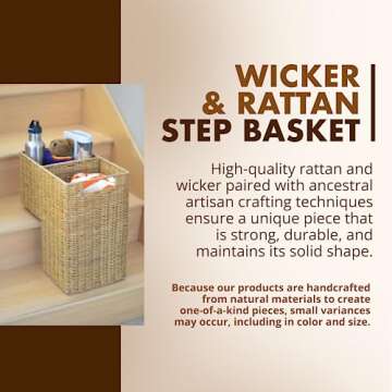 KOUBOO Wicker Step Basket - Artisan Crafted Storage Solution