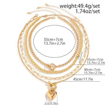 Sora Tuki Layered Necklace Silver Heart Necklaces for Women Chunky Silver Necklace Trendy Big Heart Pendant Necklace Puffy Heart Necklace Large Heart Necklace Silver Chunky Jewelry