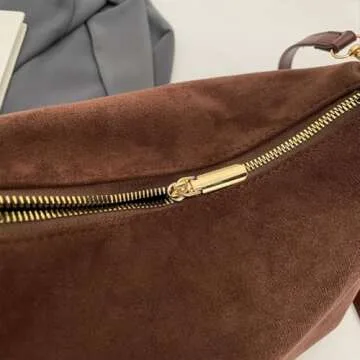GETERUUV Suede Shoulder Bag for Women Brown Suede Purse 2024 Fall Purse Crossbody Satchel Bag Retro Suede Top-handle Handbag