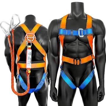 GLOROUSCHU Full Body Safety Harness with Shock Absorbing Lanyard - OSHA Compliant
